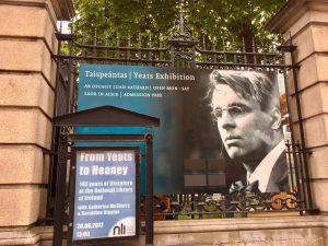 Exterior advertisement for the Yeats exhibit at the National Library of Ireland