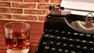 A cocktail and a typewriter