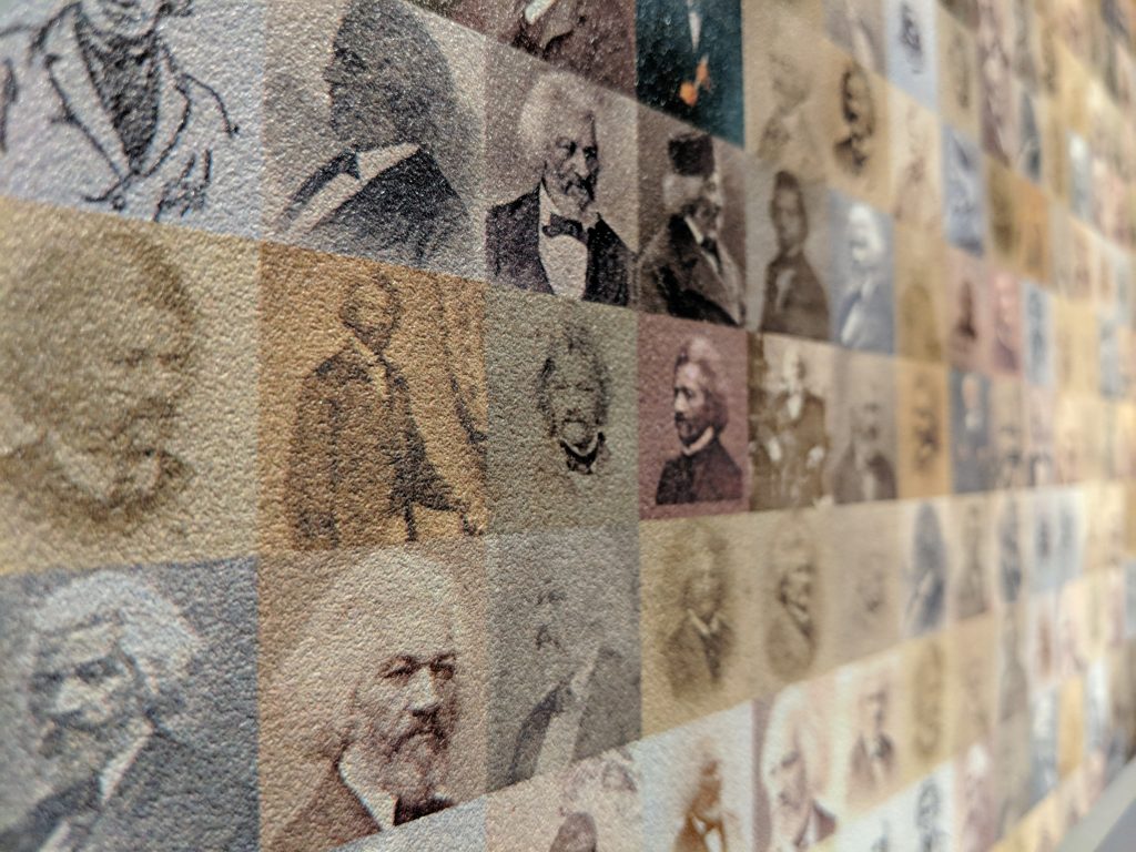 Frederick Douglass portrait collage at the American Writers Museum