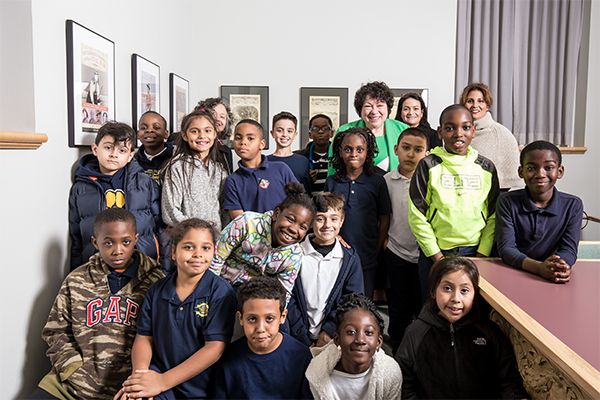 Supreme Court Justice Sonia Sotomayor with 4th graders from Horace Greeley Elementary School