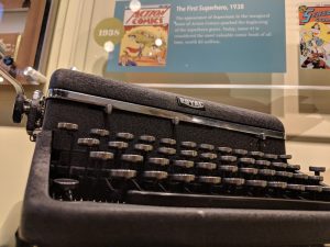 Jerry Siegel's typewriter on display at the American Writers Museum