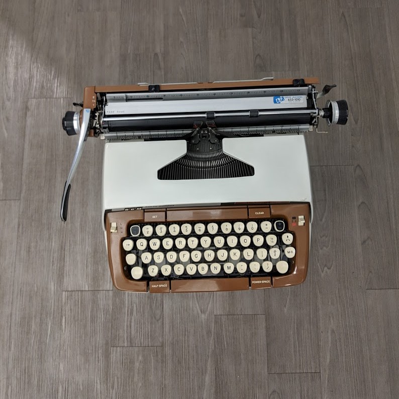 Aerial view of Gore Vidal's 1978 Smith-Corona Classic 12, on display in the special exhibit Tools of the Trade at the American Writers Museum in Chicago.