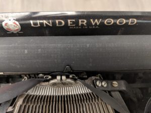 Close-up of Hemingway's Underwood typewriter platen