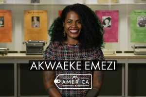 Akwaeke Emezi featured in the American Writers Museum's special exhibit My America: Immigrant and Refugee Writers Today
