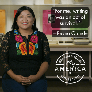 Reyna Grande featured in the American Writers Museum's special exhibit My America: Immigrant and Refugee Writers Today