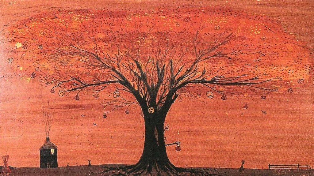 A painting of the Halloween Tree by Ray Bradbury